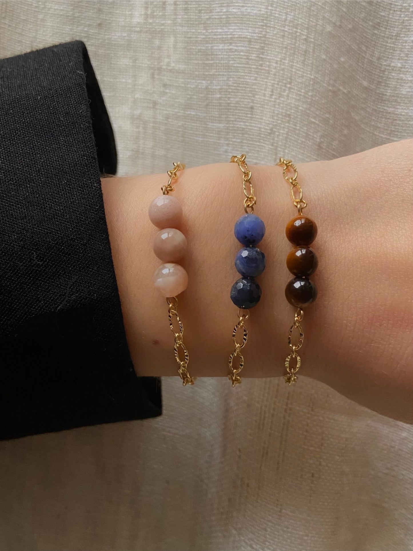 Bracelet trio de pierres / Fait mains