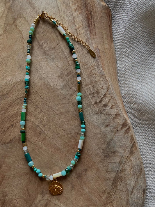 Collier Lila / pierres amazonite / Fait mains